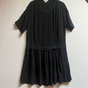 James Perse Black Pleated Drop Waist Dress Short Sleeve S/M US